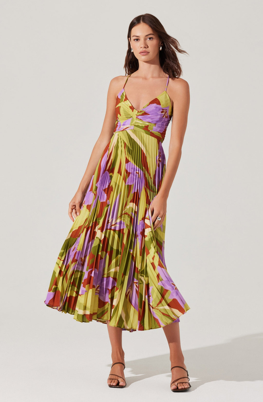 JUNE | STAY COOL FLORAL PLISSÉ MIDI DRESS