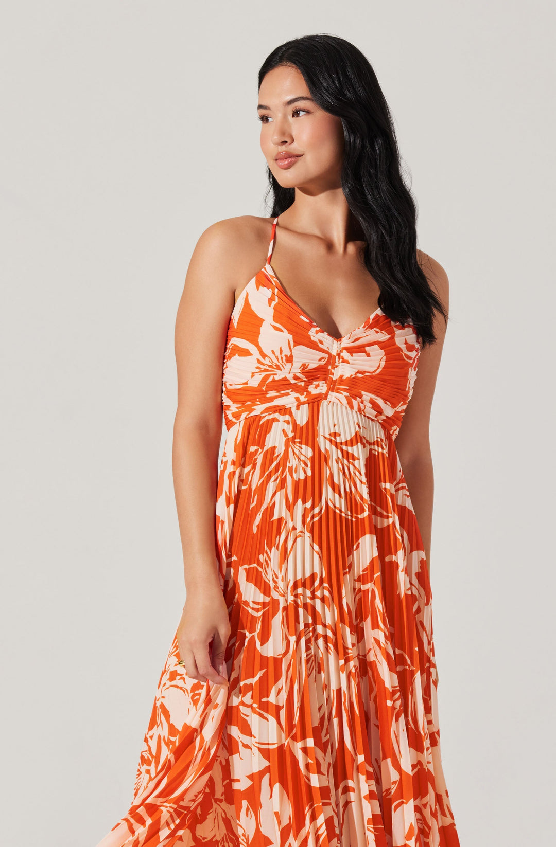 JUNE | STAY COOL FLORAL PLISSÉ MIDI DRESS