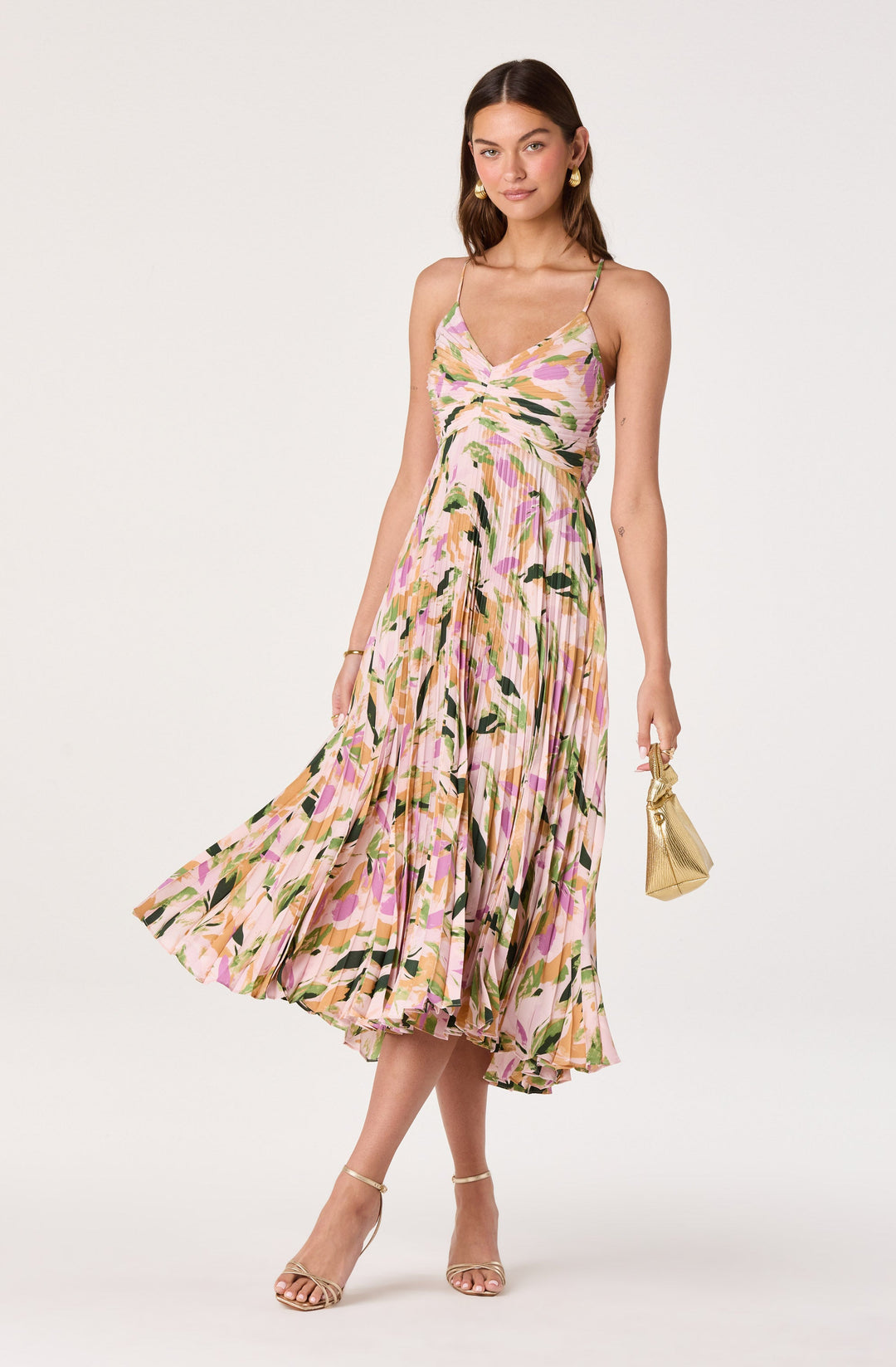 JUNE | STAY COOL FLORAL PLISSÉ MIDI DRESS