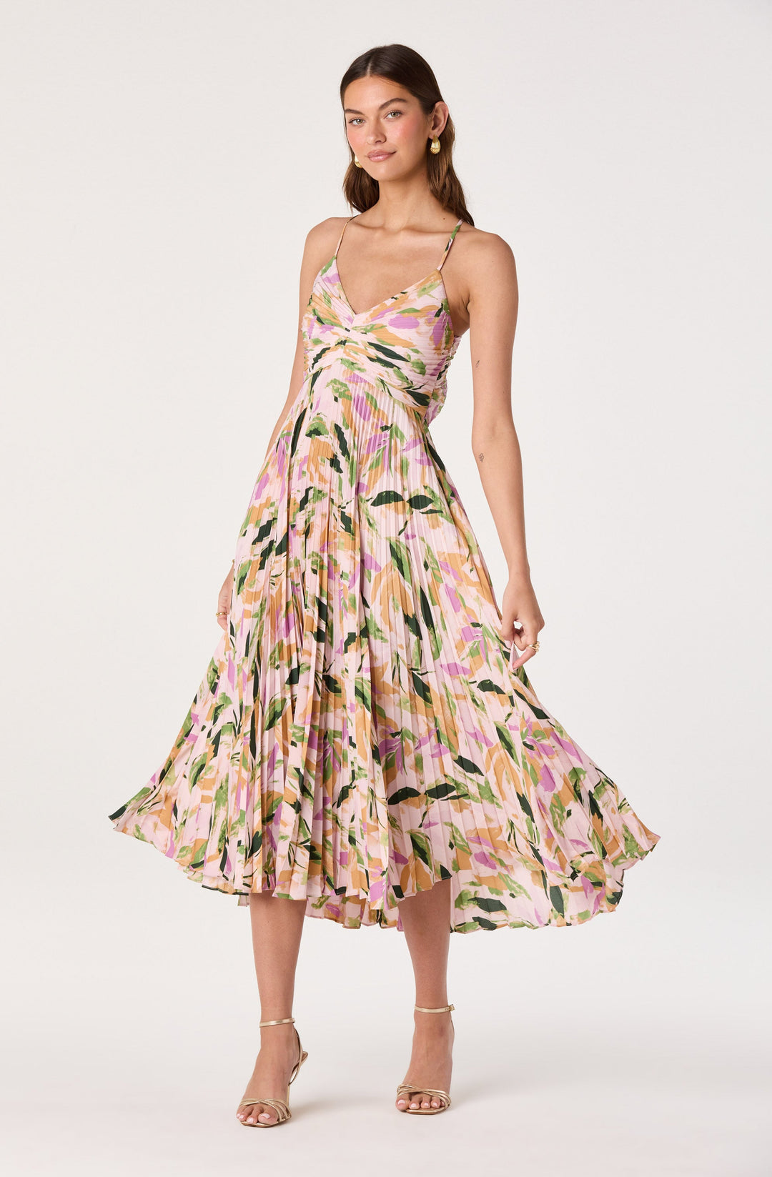 JUNE | STAY COOL FLORAL PLISSÉ MIDI DRESS