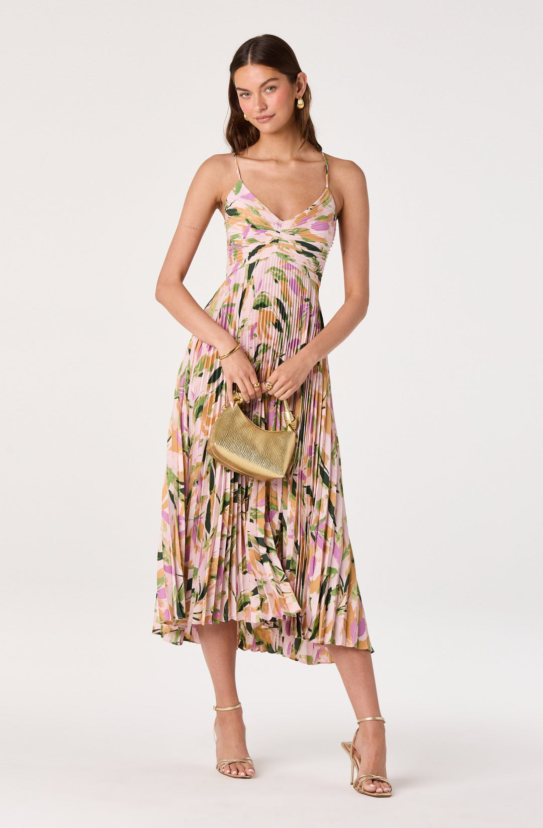 JUNE | STAY COOL FLORAL PLISSÉ MIDI DRESS