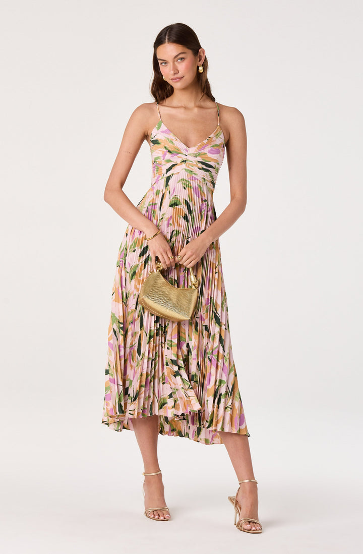 JUNE | STAY COOL FLORAL PLISSÉ MIDI DRESS