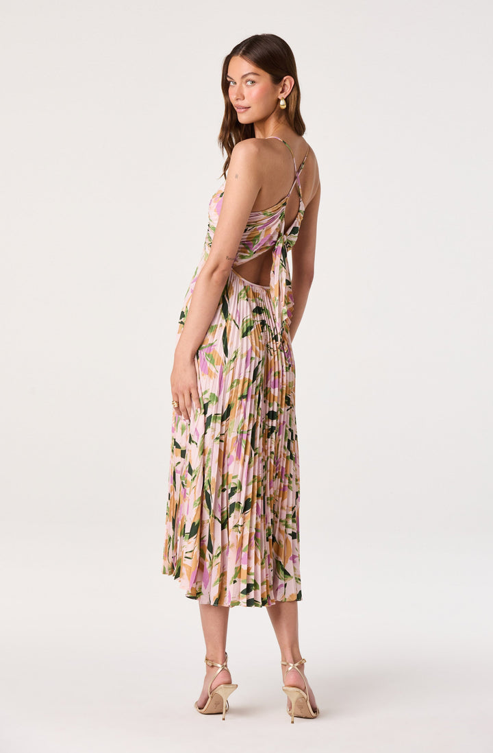JUNE | STAY COOL FLORAL PLISSÉ MIDI DRESS