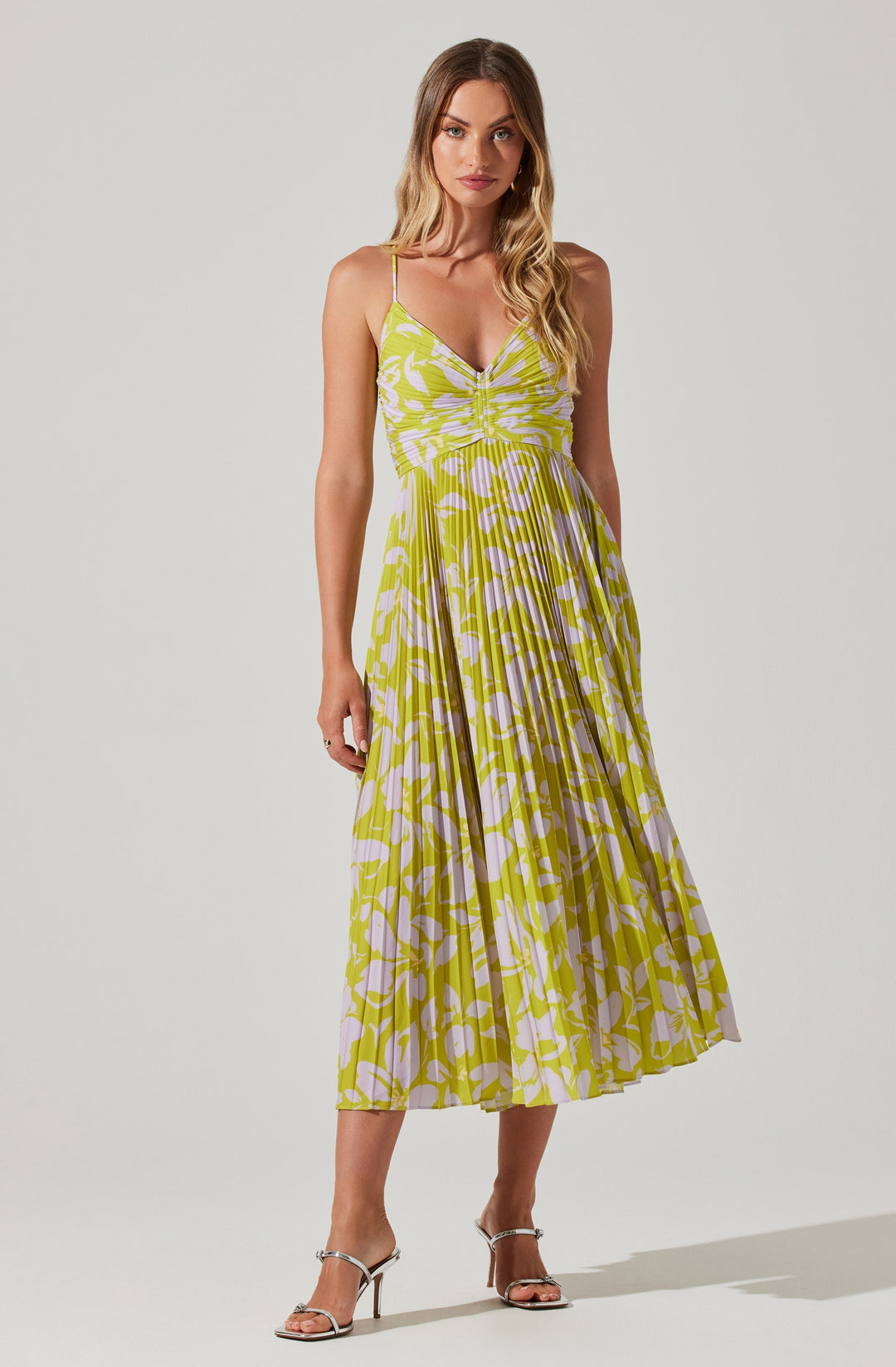 JUNE | STAY COOL FLORAL PLISSÉ MIDI DRESS