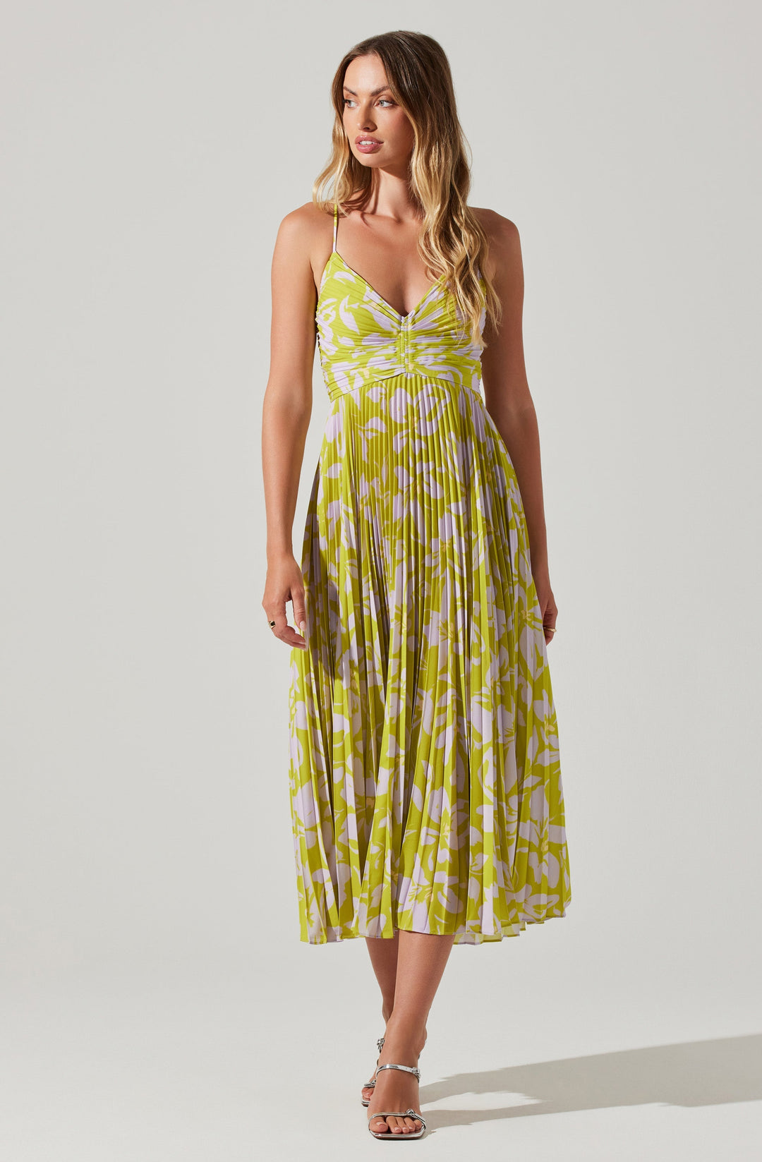 JUNE | STAY COOL FLORAL PLISSÉ MIDI DRESS