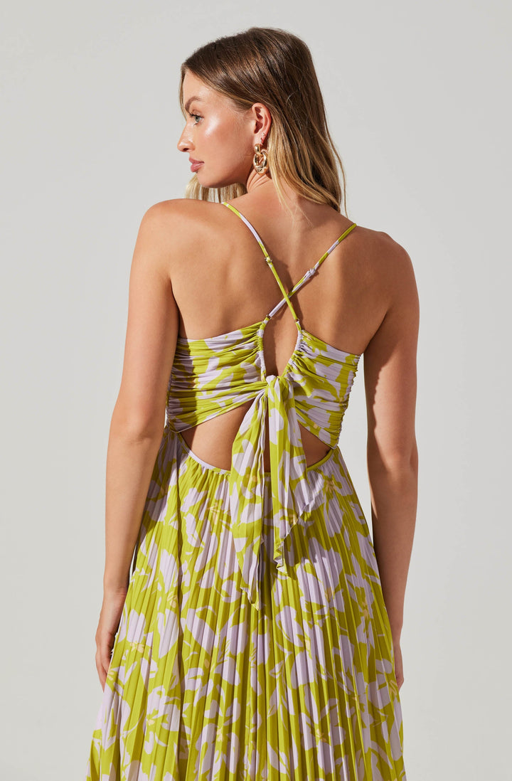 JUNE | STAY COOL FLORAL PLISSÉ MIDI DRESS