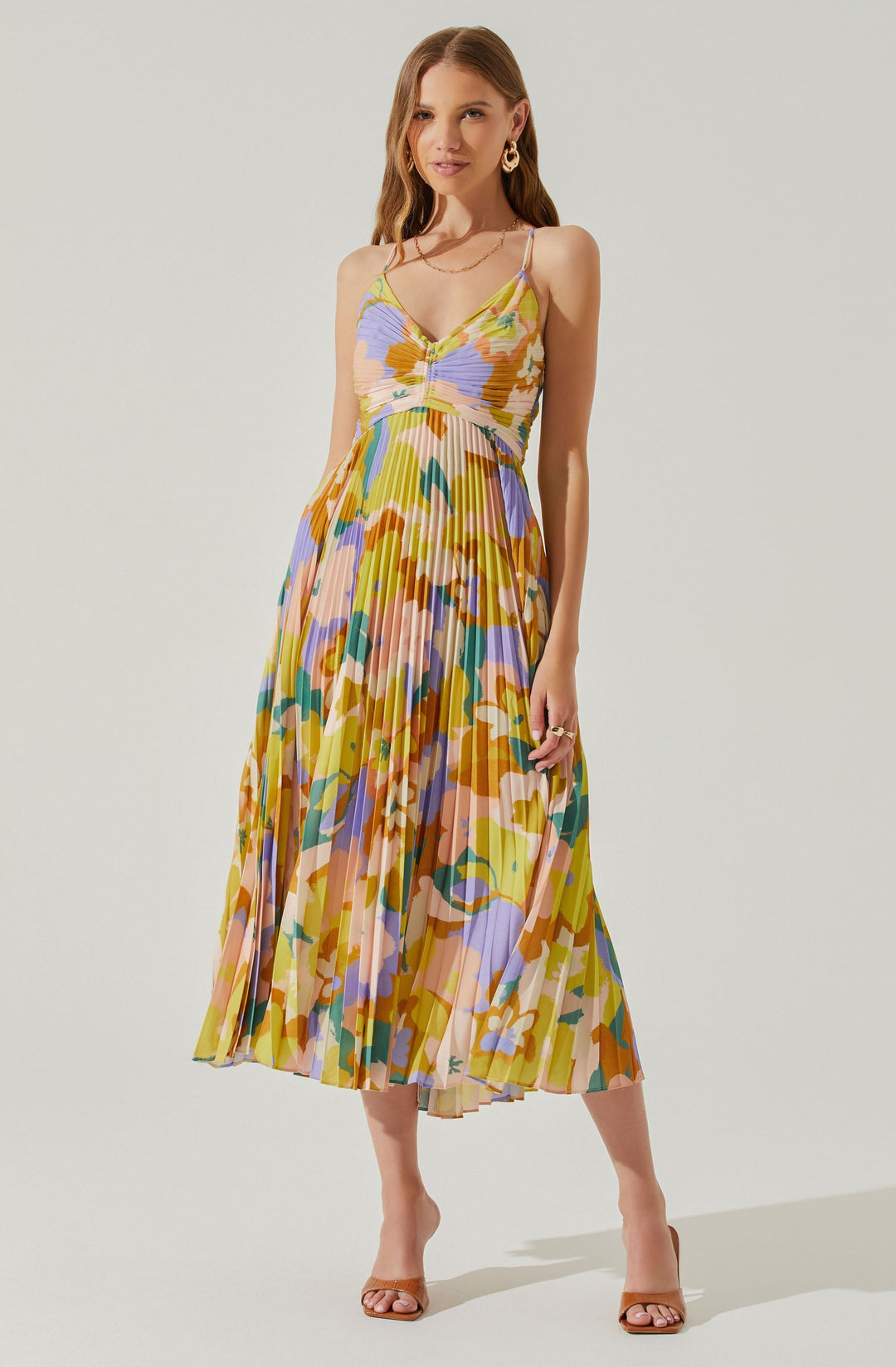 JUNE | STAY COOL FLORAL PLISSÉ MIDI DRESS