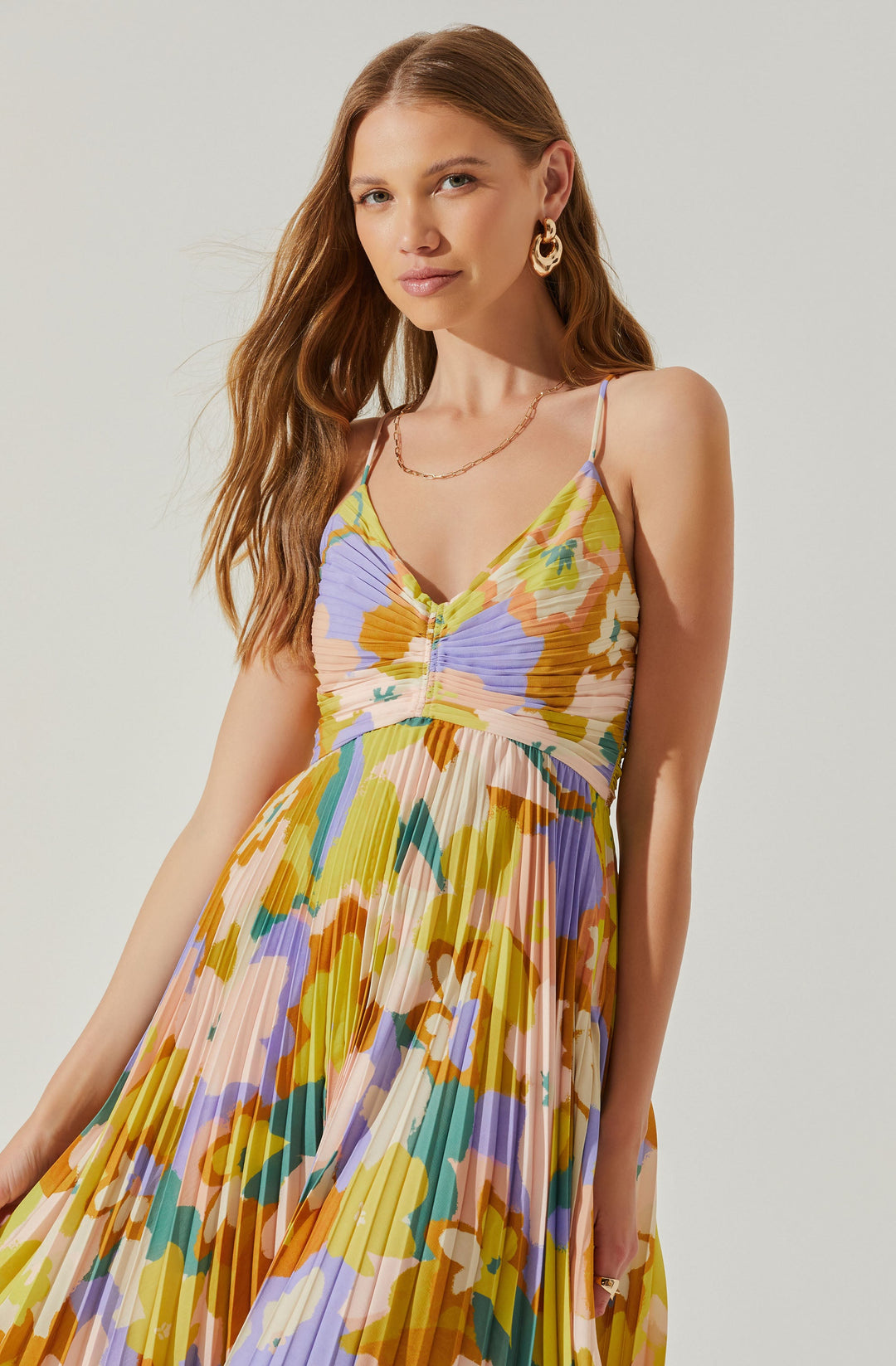 JUNE | STAY COOL FLORAL PLISSÉ MIDI DRESS