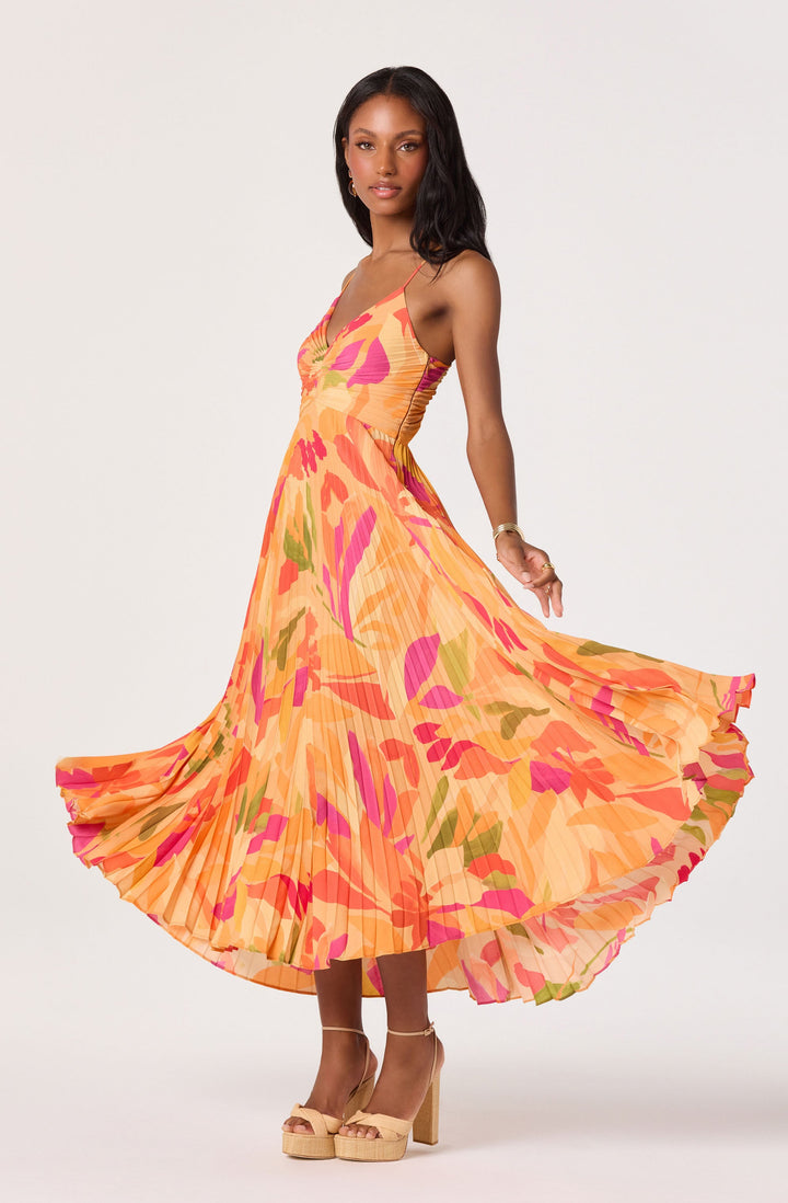 JUNE | STAY COOL FLORAL PLISSÉ MIDI DRESS