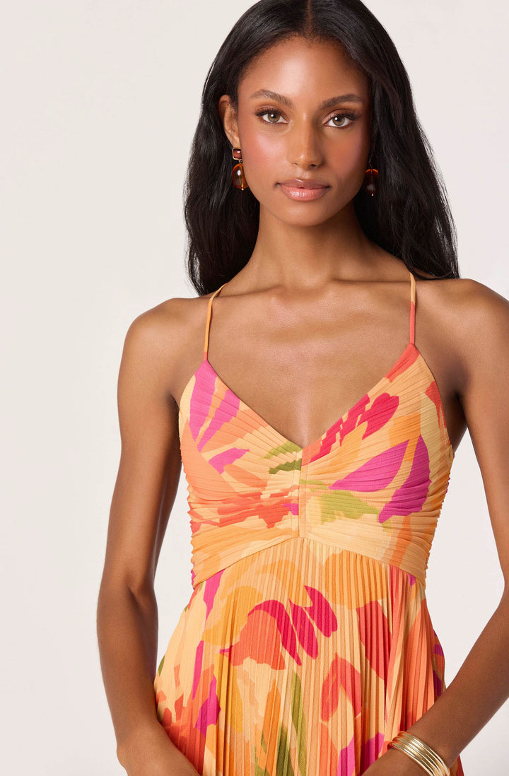 JUNE | STAY COOL FLORAL PLISSÉ MIDI DRESS