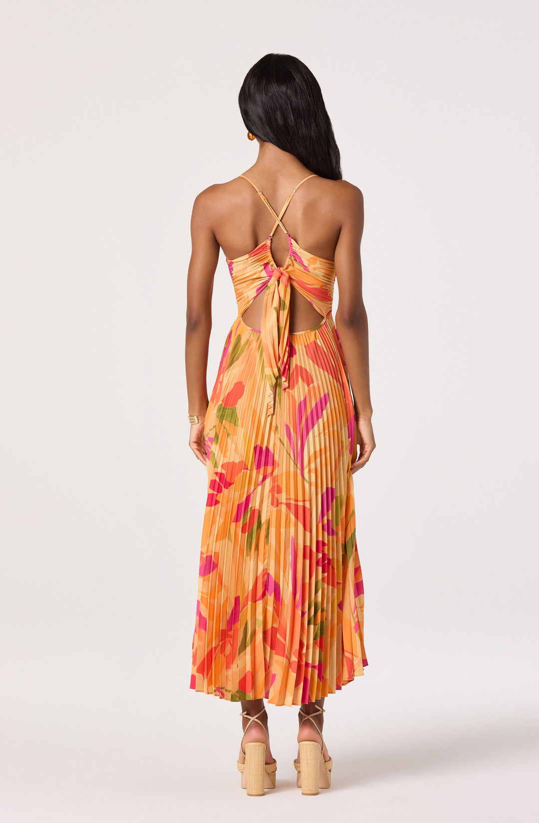 JUNE | STAY COOL FLORAL PLISSÉ MIDI DRESS