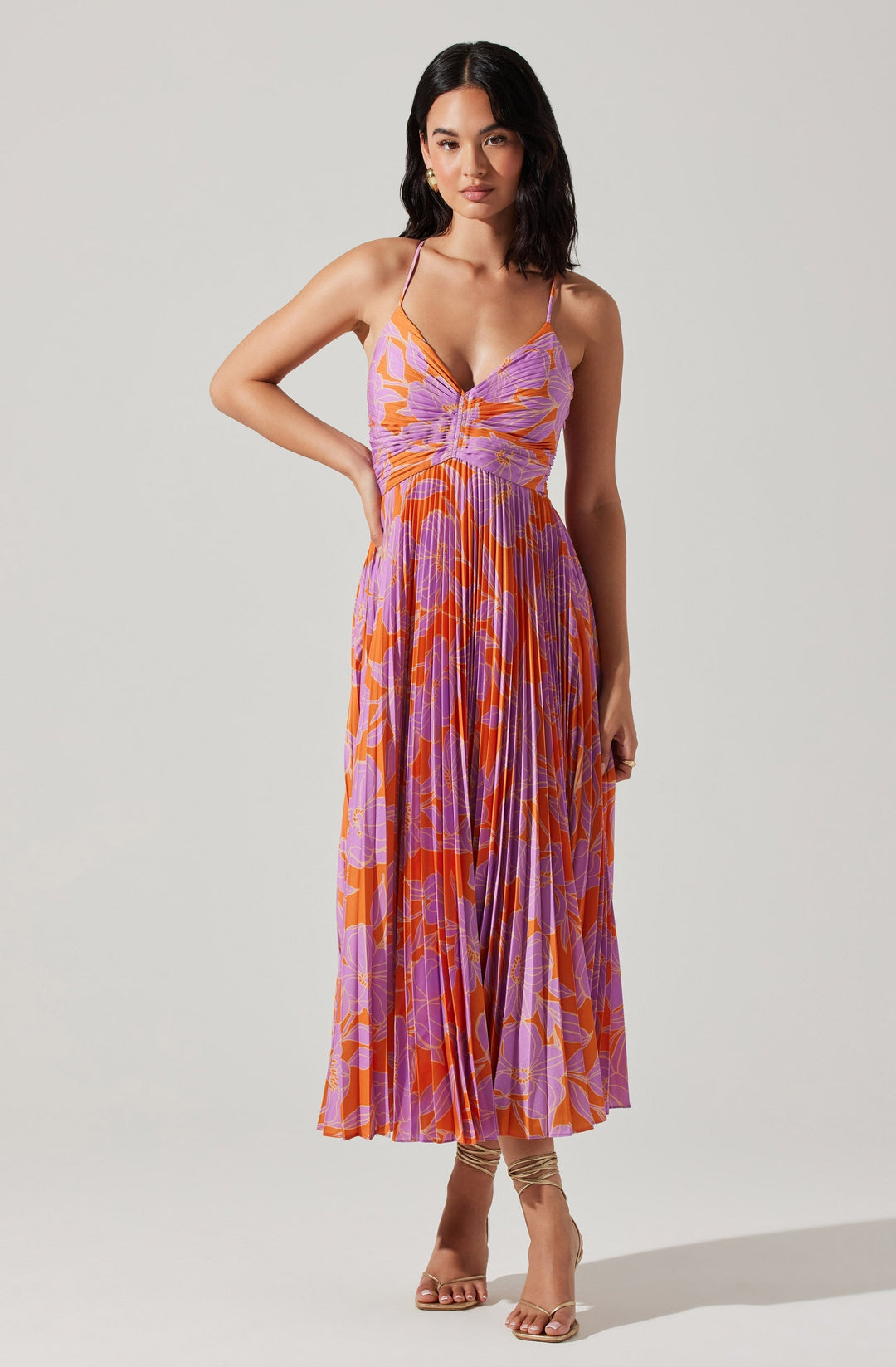 JUNE | STAY COOL FLORAL PLISSÉ MIDI DRESS