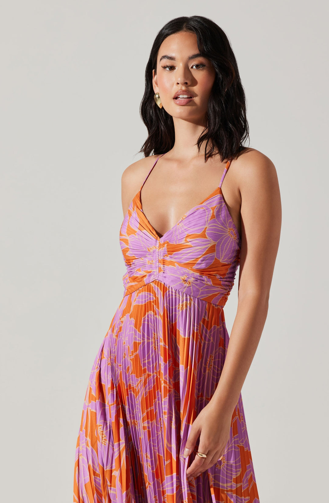 JUNE | STAY COOL FLORAL PLISSÉ MIDI DRESS