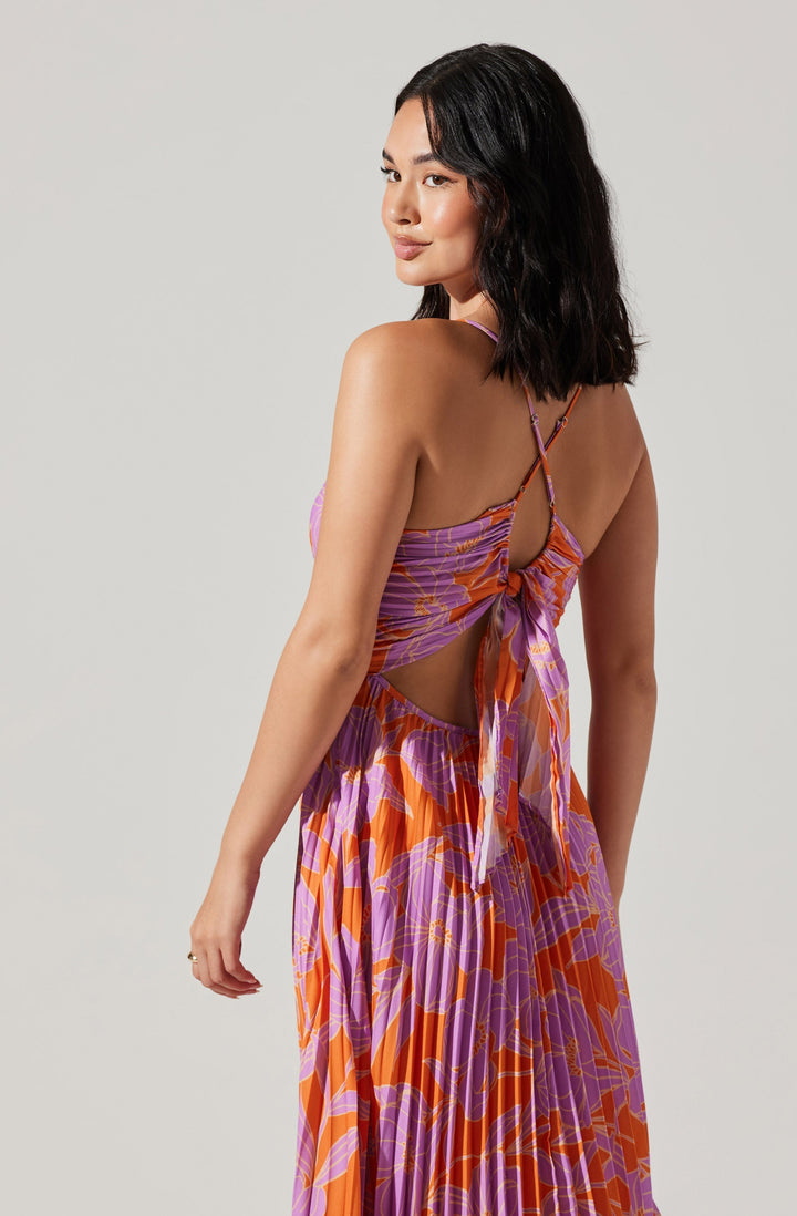 JUNE | STAY COOL FLORAL PLISSÉ MIDI DRESS