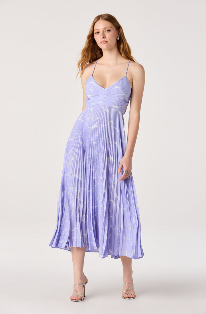 JUNE | STAY COOL FLORAL PLISSÉ MIDI DRESS