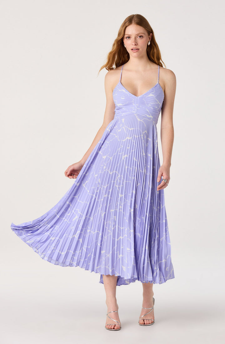 JUNE | STAY COOL FLORAL PLISSÉ MIDI DRESS
