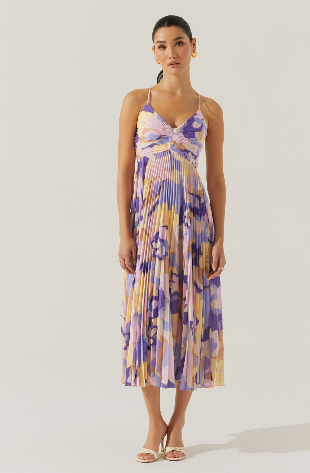 JUNE | STAY COOL FLORAL PLISSÉ MIDI DRESS