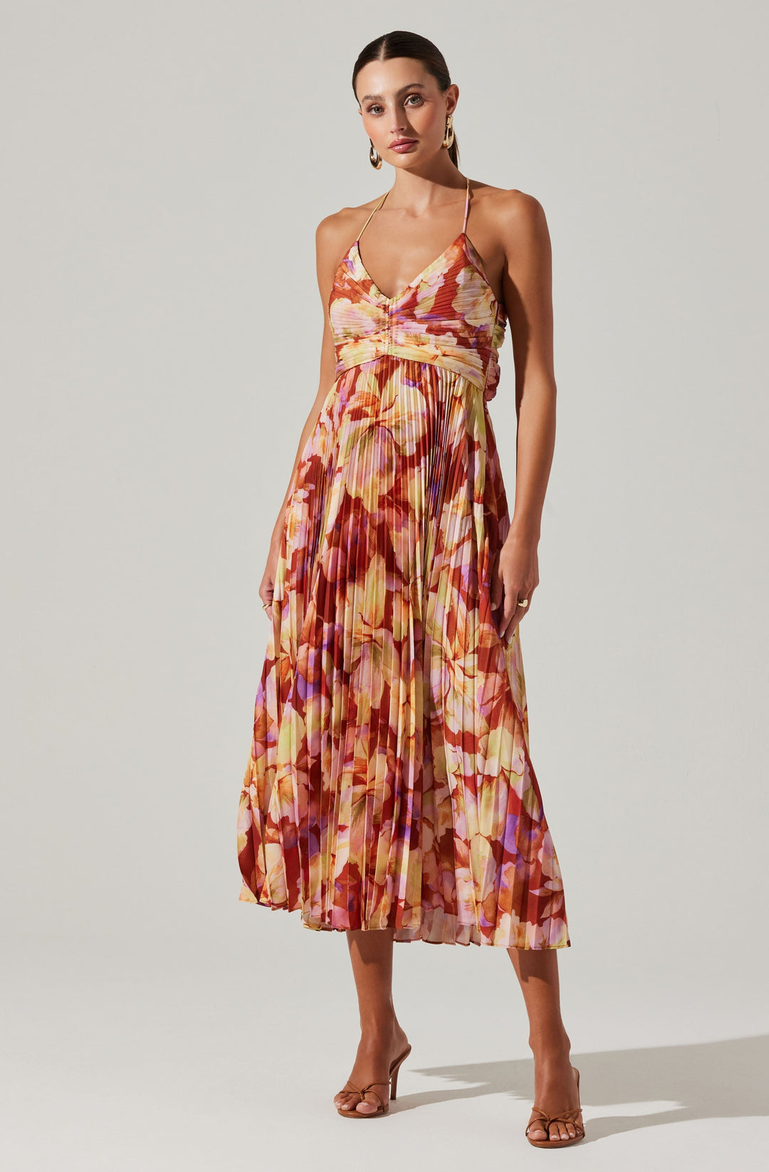 JUNE | STAY COOL FLORAL PLISSÉ MIDI DRESS