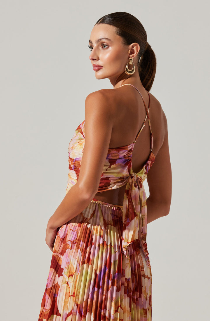 JUNE | STAY COOL FLORAL PLISSÉ MIDI DRESS