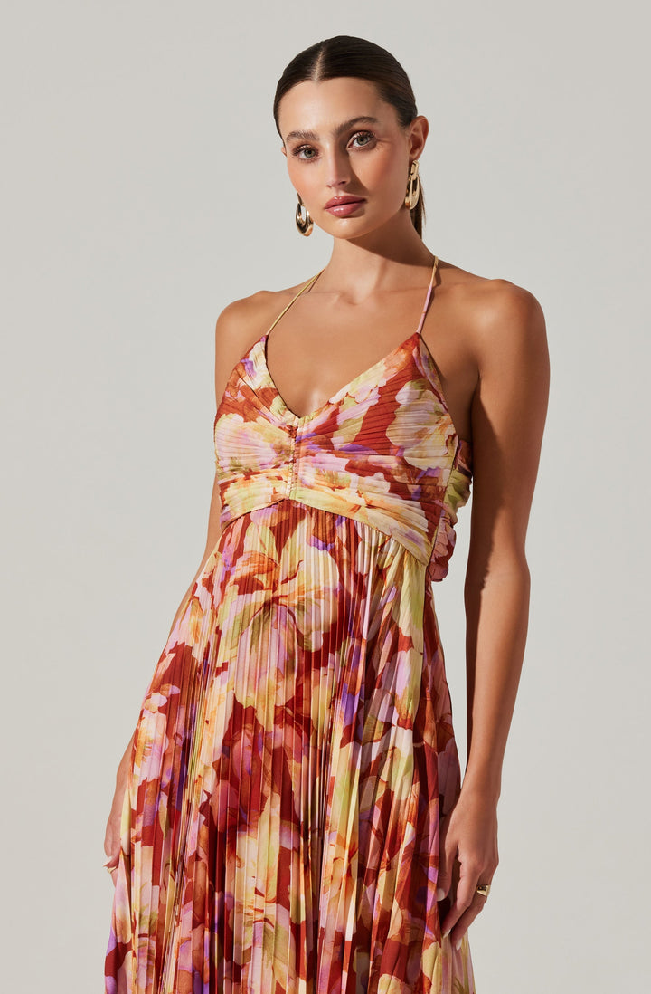 JUNE | STAY COOL FLORAL PLISSÉ MIDI DRESS