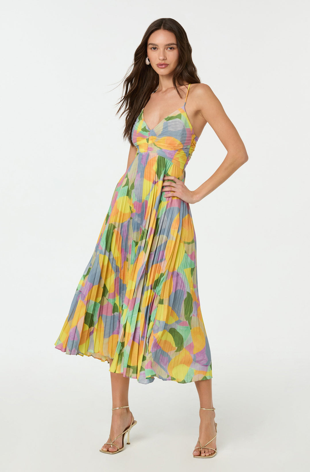 JUNE | STAY COOL FLORAL PLISSÉ MIDI DRESS
