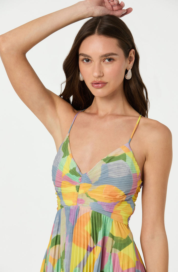 JUNE | STAY COOL FLORAL PLISSÉ MIDI DRESS