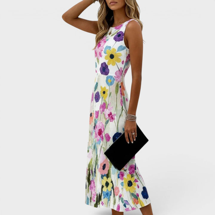RAMONA | TUMMY COVERAGE WATERCOLOR MIDI DRESS