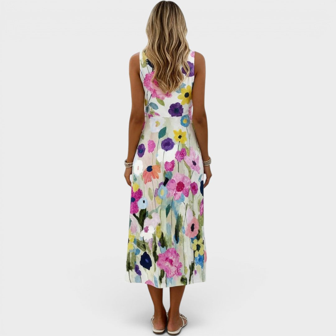 RAMONA | TUMMY COVERAGE WATERCOLOR MIDI DRESS