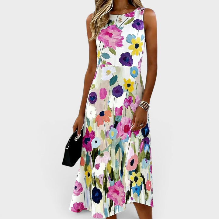 RAMONA | TUMMY COVERAGE WATERCOLOR MIDI DRESS