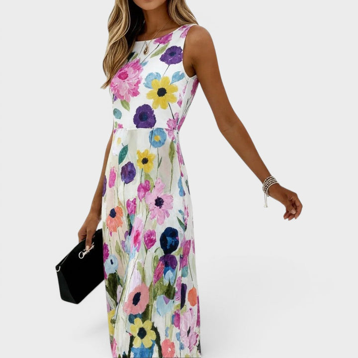 RAMONA | TUMMY COVERAGE WATERCOLOR MIDI DRESS