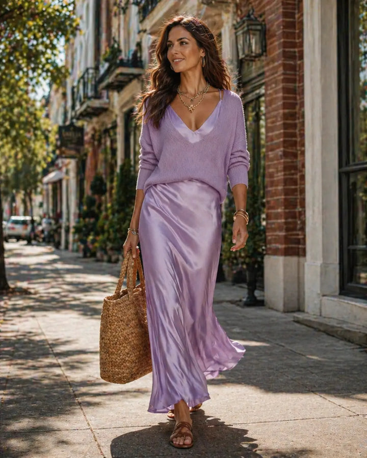 OPAL | SCULPTED SILHOUETTE SATIN MIDI DRESS