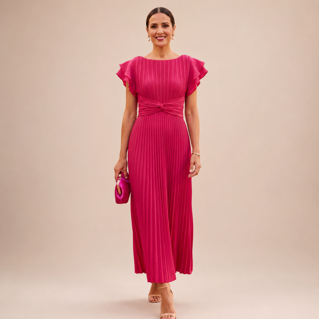 GLORIA | SCULPTED SILHOUETTE PLEATED MAXI DRESS