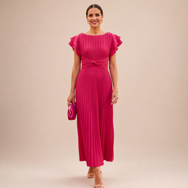 GLORIA | SCULPTED SILHOUETTE PLEATED MAXI DRESS