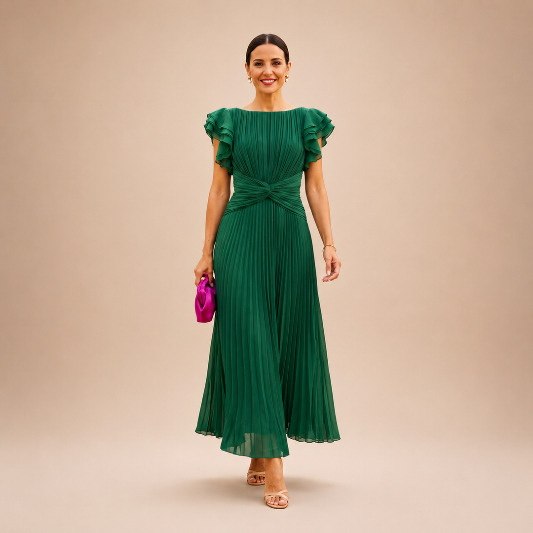 GLORIA | SCULPTED SILHOUETTE PLEATED MAXI DRESS