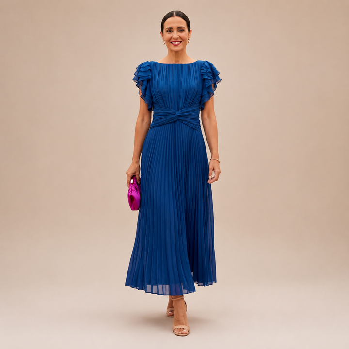 GLORIA | SCULPTED SILHOUETTE PLEATED MAXI DRESS