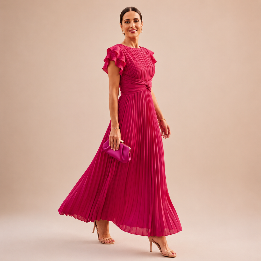 GLORIA | SCULPTED SILHOUETTE PLEATED MAXI DRESS