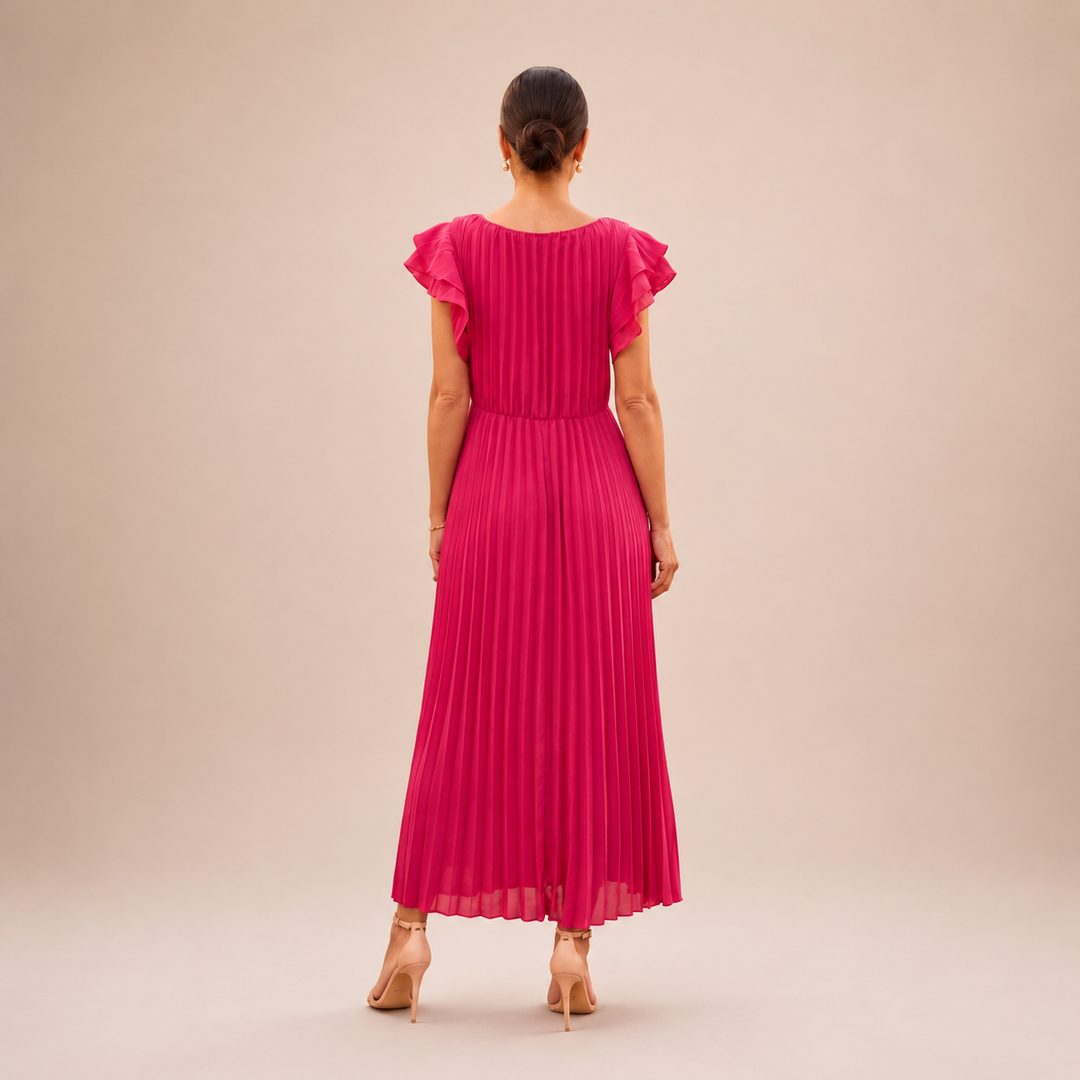 GLORIA | SCULPTED SILHOUETTE PLEATED MAXI DRESS