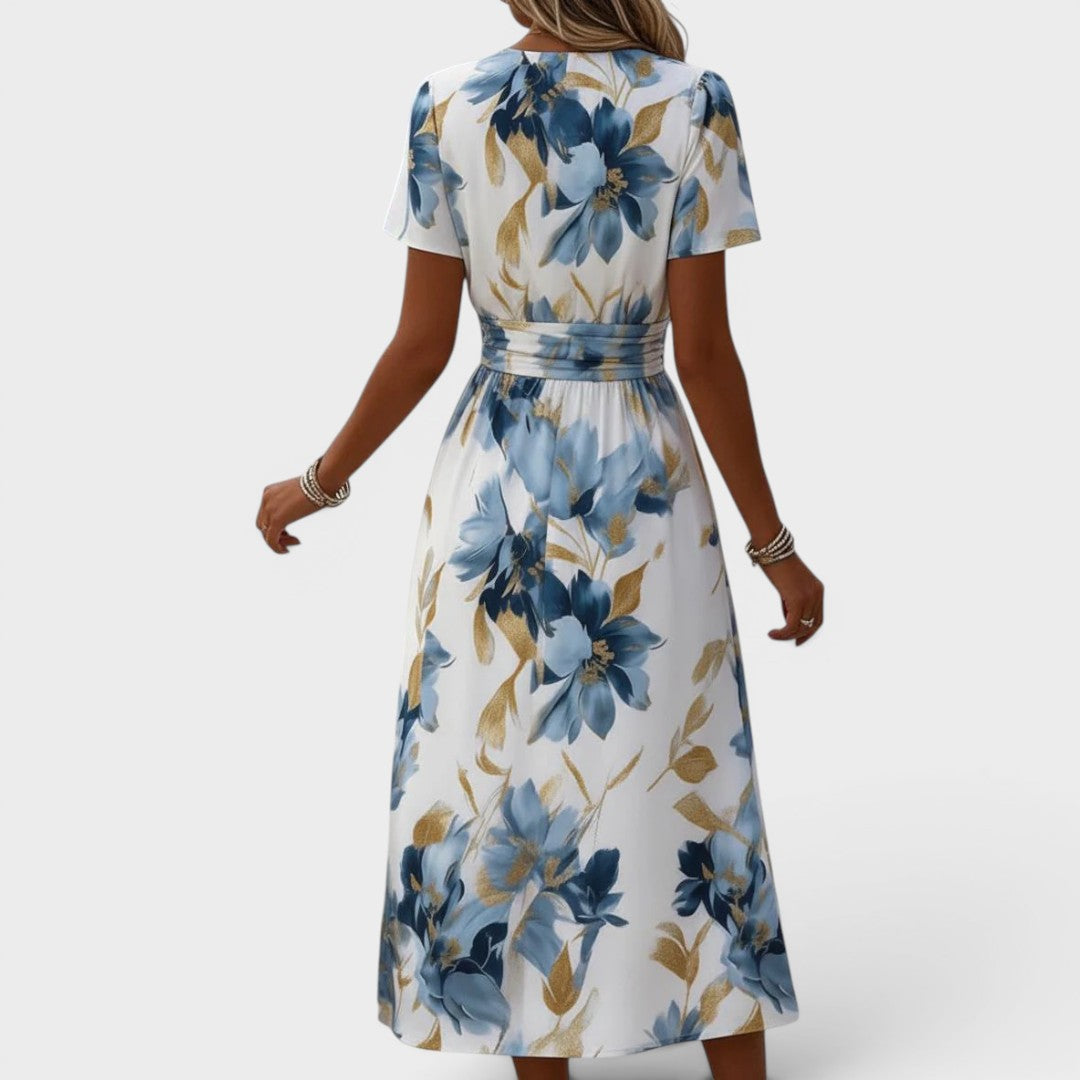 BLANCHE | TUMMY COVERAGE FLORAL WRAP MIDI DRESS