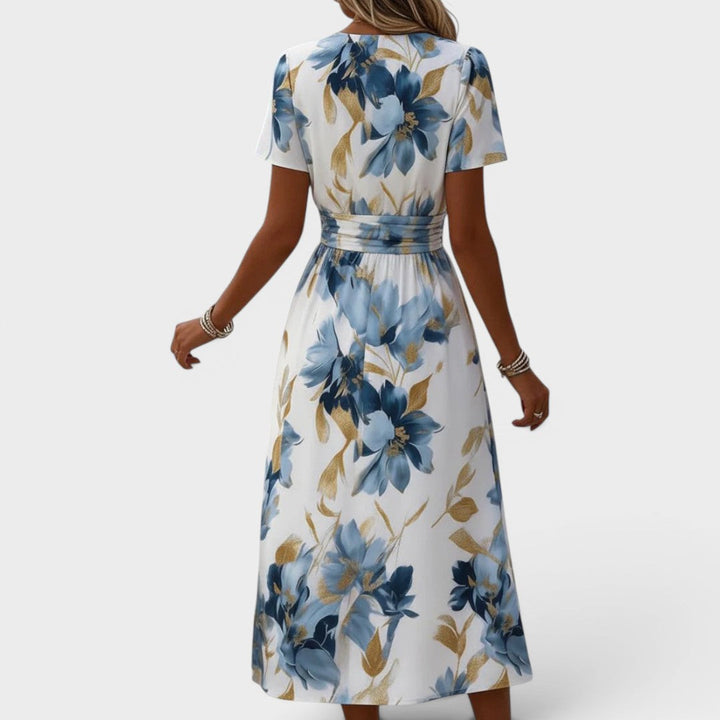BLANCHE | TUMMY COVERAGE FLORAL WRAP MIDI DRESS