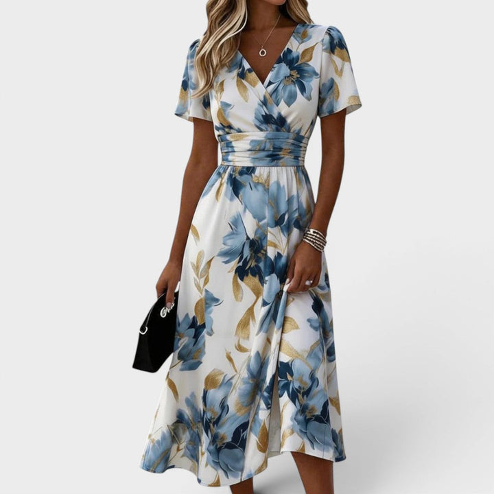 BLANCHE | TUMMY COVERAGE FLORAL WRAP MIDI DRESS