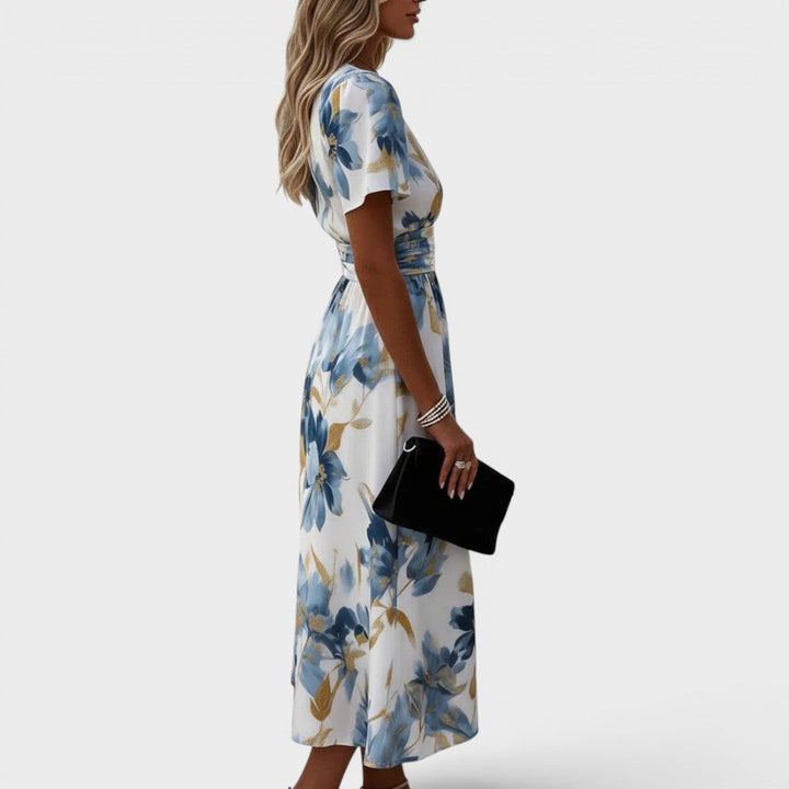 BLANCHE | TUMMY COVERAGE FLORAL WRAP MIDI DRESS