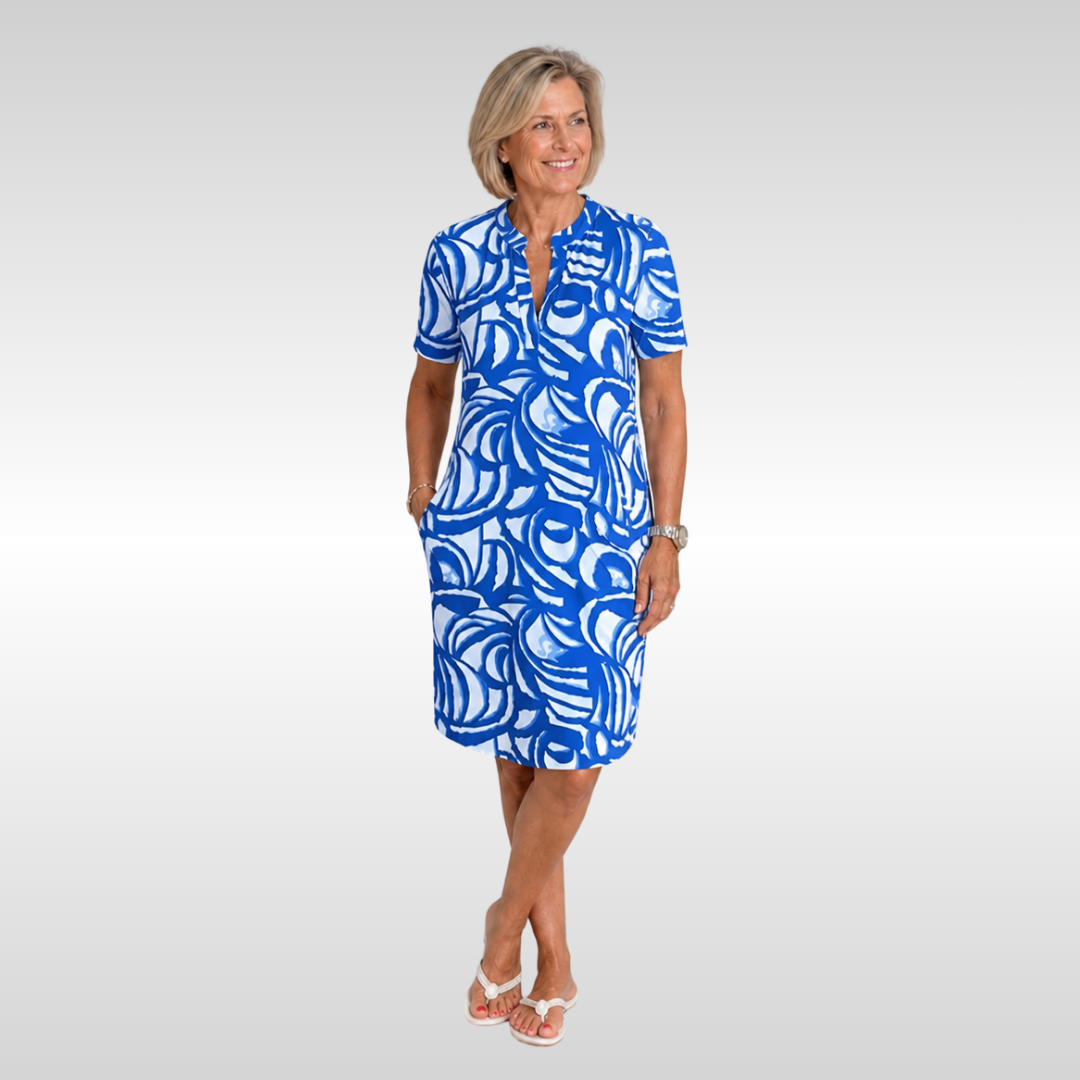 EVELYN | STAY COOL PRINTED KNEE LENGTH DRESS