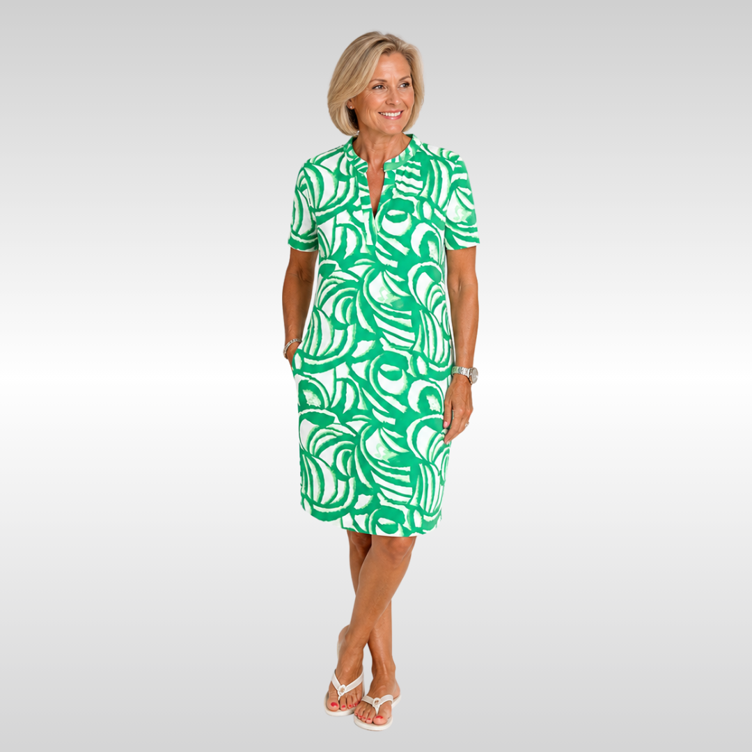 EVELYN | STAY COOL PRINTED KNEE LENGTH DRESS