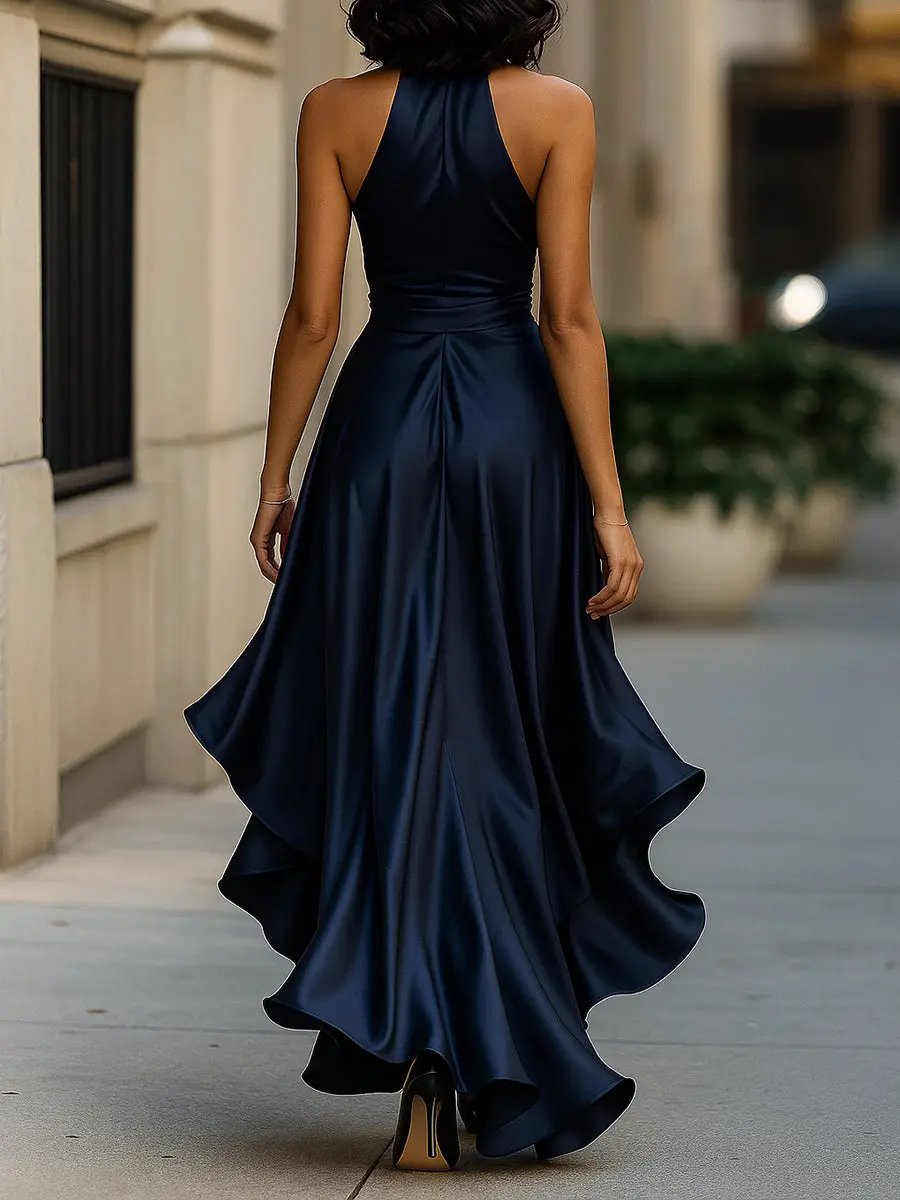 MAYBELLE | SCULPTED SILHOUETTE HALTER DRESS