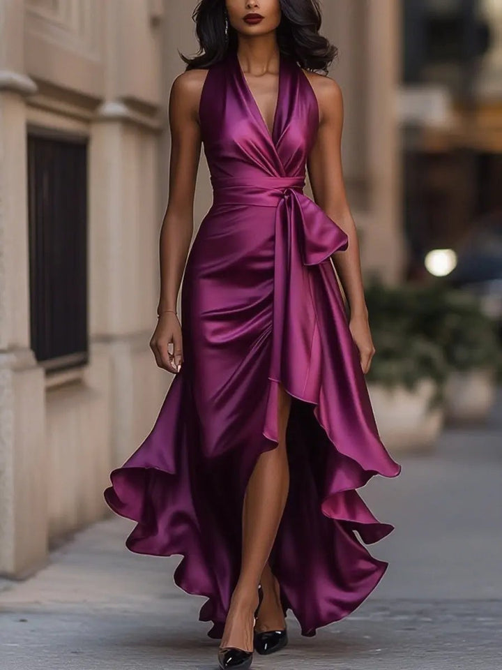 MAYBELLE | SCULPTED SILHOUETTE HALTER DRESS