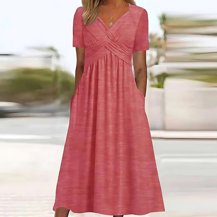 BERNICE | FORGIVING DRAPE A LINE MIDI DRESS