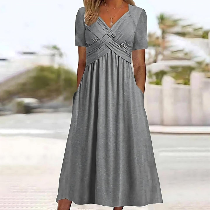 BERNICE | FORGIVING DRAPE A LINE MIDI DRESS