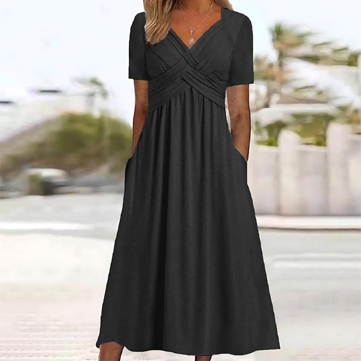 BERNICE | FORGIVING DRAPE A LINE MIDI DRESS