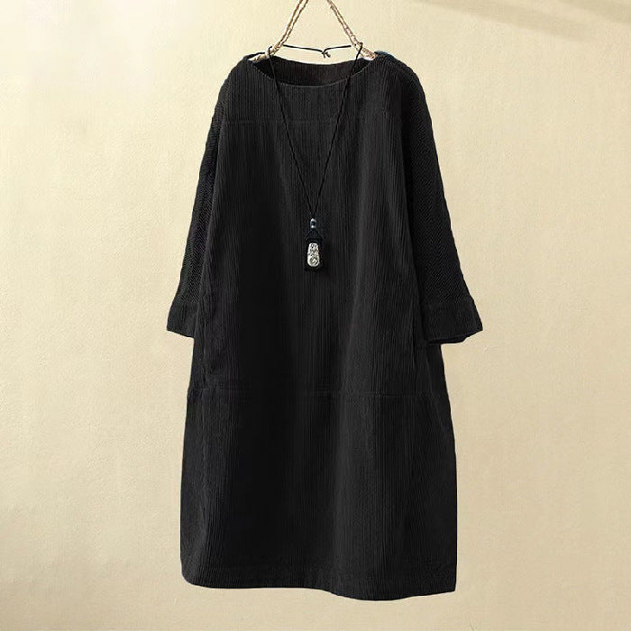 EVELYN CORDUROY SHIFT DRESS | EFFORTLESS COMFORT, FLATTERING SHAPE