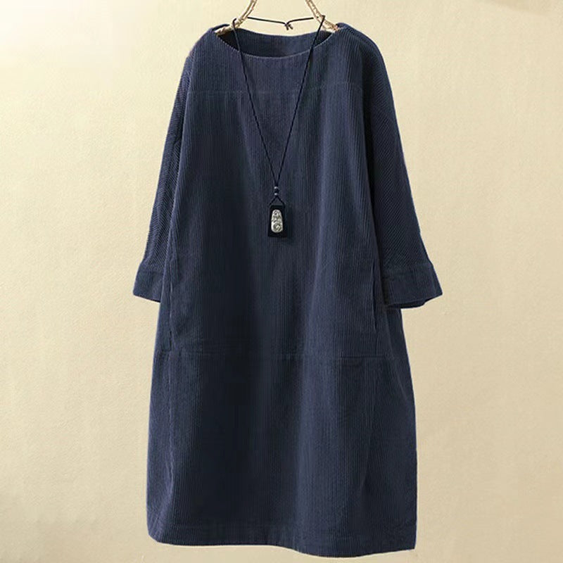EVELYN CORDUROY SHIFT DRESS | EFFORTLESS COMFORT, FLATTERING SHAPE
